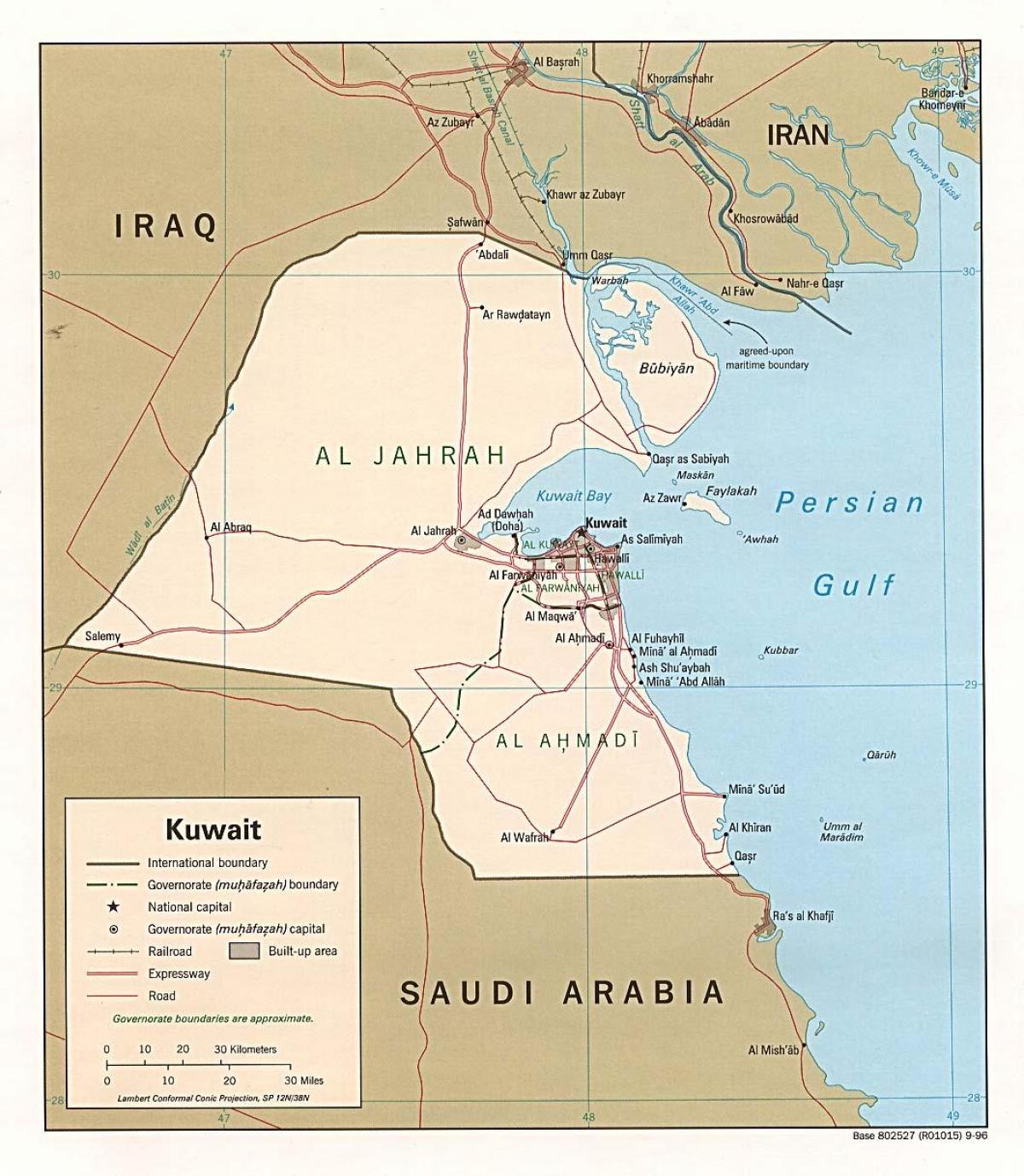 mapa de kuwait portos