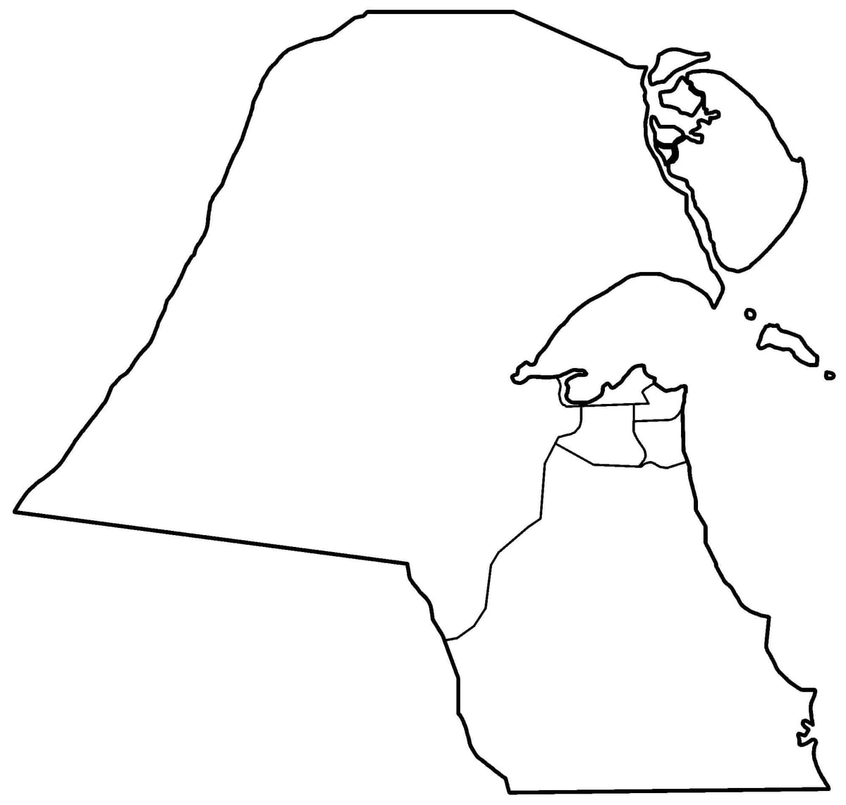mapa de kuwait en branco 