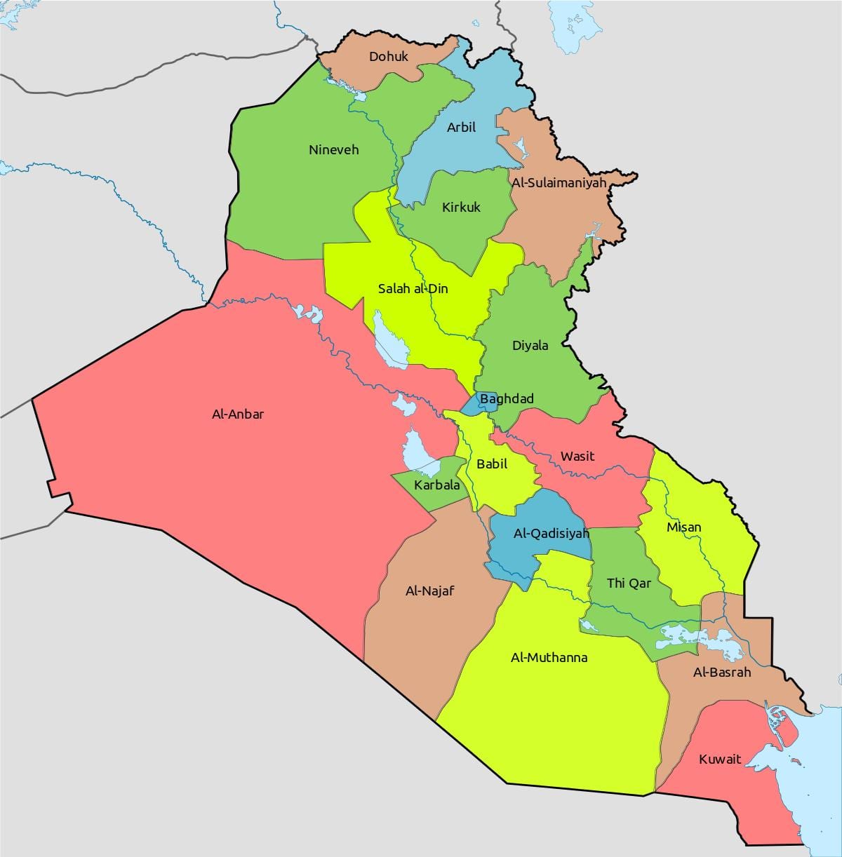 kuwait mapa con bloques