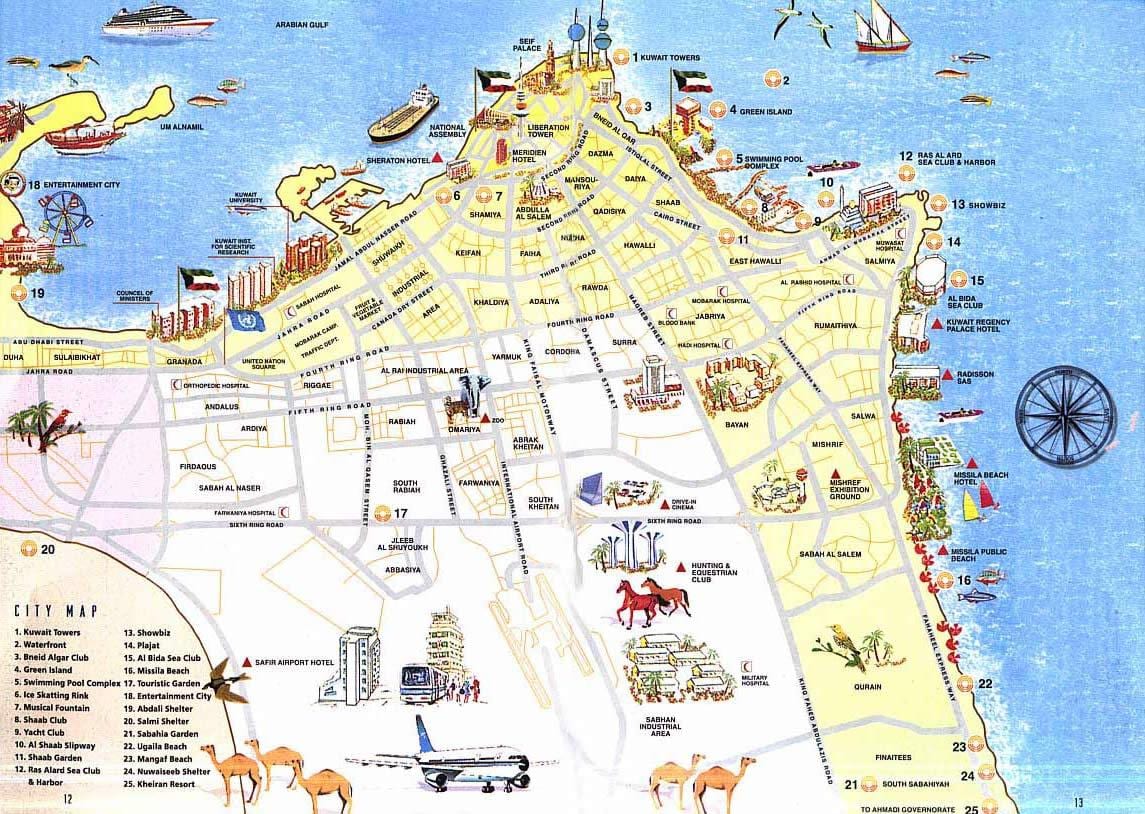 mapa de kuwait turística