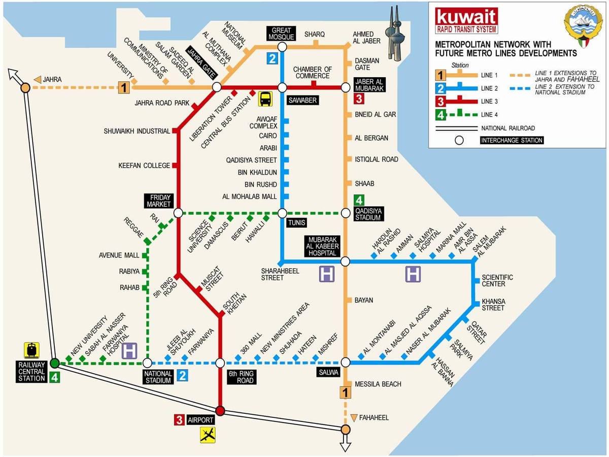 mapa de kuwait metro